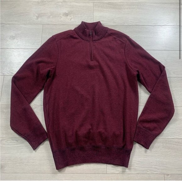 Robert Graham Burgundy 1/4 Zip Pullover Sweater - Picture 2 of 8